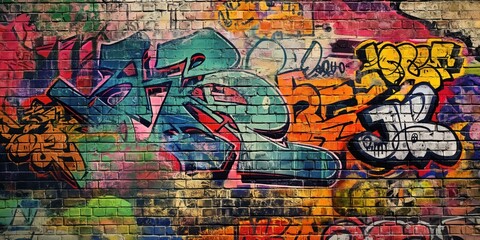 Obraz premium Vibrant Abstract Mural in Urban Setting created by ai