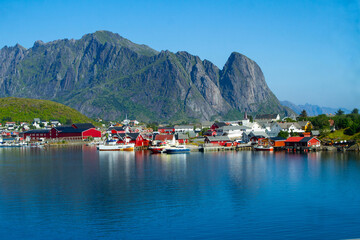 Scenic Reine village in the Lofoten Archipelago Islands, Norway