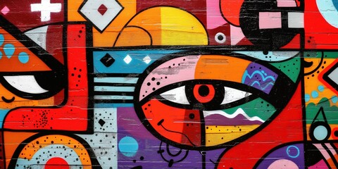 Vibrant Abstract Mural in Urban Setting created by ai