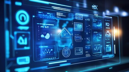 A background featuring a digital code overlay with a focus on business, technology, and data visualization elements