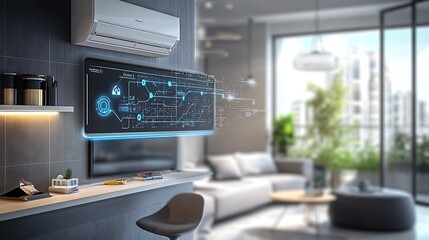 Fototapeta premium Intelligent air conditioning with advanced features, remote access
