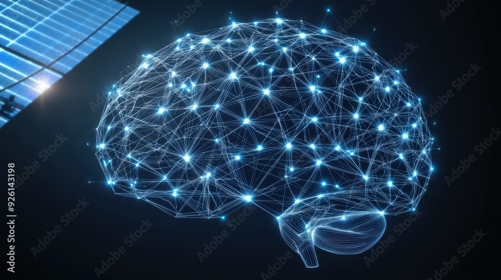 Poster a conceptual image of a brain with glowing network connections, symbolizing artificial intelligence 