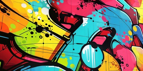 Obraz premium Vibrant Abstract Mural in Urban Setting created by ai