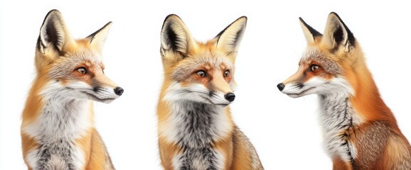 Fototapeta premium fox in the wild, white background