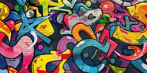 Obraz premium Vibrant Abstract Mural in Urban Setting created by ai