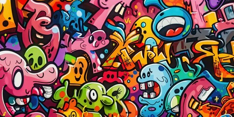 Vibrant Abstract Mural in Urban Setting created by ai