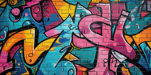 Obraz premium Vibrant Abstract Mural in Urban Setting created by ai