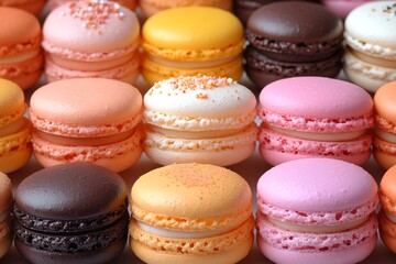 Obraz premium Macarons background. Generative A