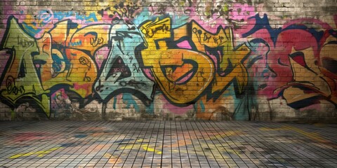 Fototapeta premium Vibrant Abstract Mural in Urban Setting created by ai