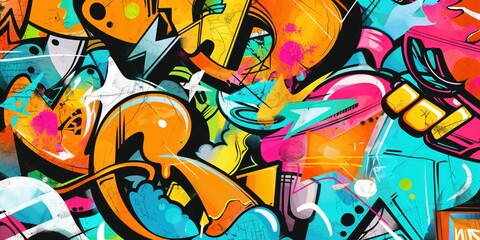 Vibrant Abstract Mural in Urban Setting created by ai