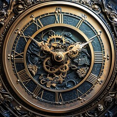 Obraz premium Close-Up Antique clock face with intricate details