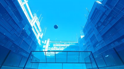 Obraz premium Stunning Aerial Perspective of Futuristic Glass and Steel Architectural Structure