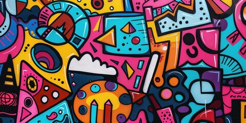 Vibrant Abstract Mural in Urban Setting created by ai