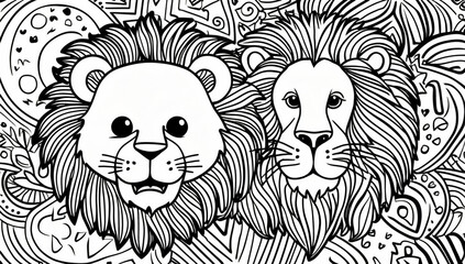 Obraz premium Coloring page, cute lion