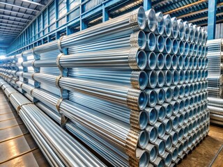 Rolls of galvanized metal studs for wall framing manufactured at a large metal factory, ready for transportation to construction sites for building projects.