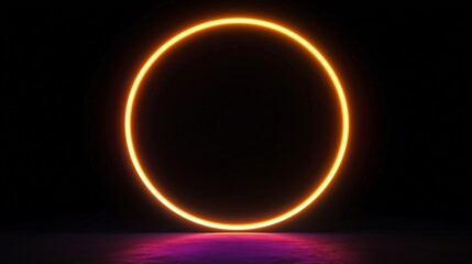 A Vibrant Neon Circle Illuminating a Dark Background
