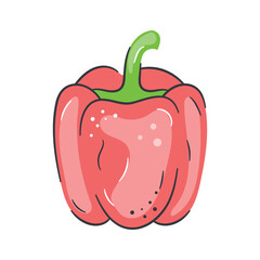 Icon of a red bell pepper, featuring a vibrant body with a green stem