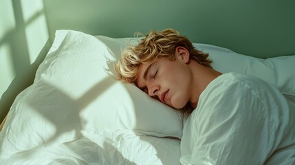 The young man sleeping