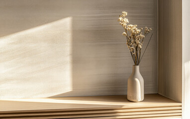 Japandi interior design composition with minimal furniture in beige colors. Residential Real Estate image for ads, commercials and advertising.