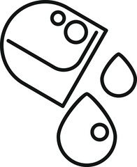 Line art illustration of a medical dropper dispensing liquid drops, perfect for healthcare and medical projects