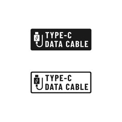 Type C cable label or Type C USB label Vector Isolated. Type C data cable sign for websites, product packaging design element, and more.