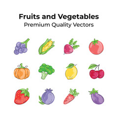 Fruits and Vegetables vectors, healthy and organic fresh fruits and vegetables