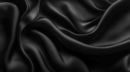 Obraz premium Dark silk fabric draped elegantly, showcasing smooth texture and flowing lines