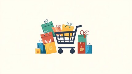 Fototapeta premium Vibrant Online Store Banner Showcasing Modern E-commerce Products and Sales Promotions with Dynamic Design Elements