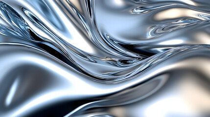 Abstract silver liquid background metallic sheen fluid shapes metallic texture chrome reflection elegant luxury