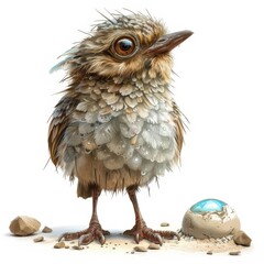 Obraz premium Curious Little Bird with a Crystal Egg.