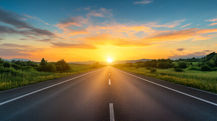 Dusk colored clouds in the background, highway overpass curved approach bridge End of the World Street in Chile - Patagonia Way forward, Generative AI