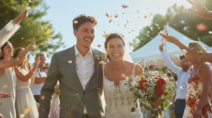 The newlywed couple's joy