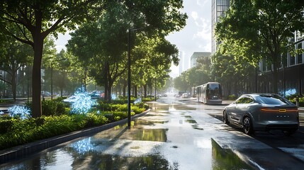 Futuristic urban energy grid with AI-optimized distribution and augmented reality interfaces