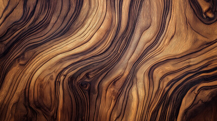 Close-up of intricate wood grain patterns showcasing beautiful curves and textures in rich brown hues