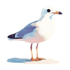 Fototapeta premium Beautiful illustration of a seagull with a white background isolated kawaii