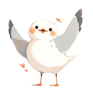 recommend clip art: Beautiful illustration of a seagull with a white background isolated kawaii