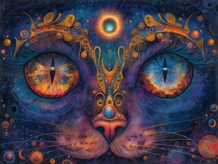 cosmic cat eyes in starry universe
