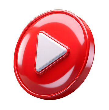 3D red video play button icon