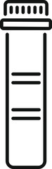 Simple black and white vector illustration of a medical test tube, ideal for healthcare and scientific themes