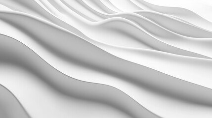Abstract white waves with smooth curves and soft lighting in a minimalist style