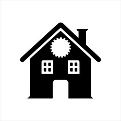 Home sign icon silhouette vector illustration design on white background.