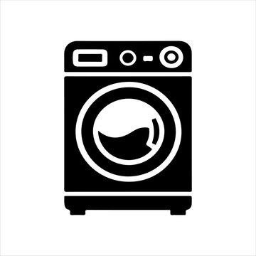 recommend clip art: Clothes washing machine icon silhouette vector illustration design on white background.