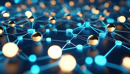 Detailed blue background 3D rendering of a digital network connection, Unlimited connectivity