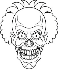 clown skull illustration black and white