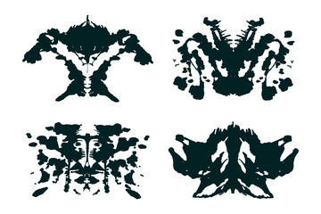 Rorschach black abstract splash. Ink symmetrical hand brushed design. Geometrical silhouette for psychological test.