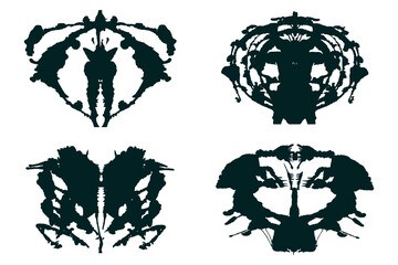 Rorschach black abstract splash. Ink symmetrical hand brushed design. Geometrical silhouette for psychological test.