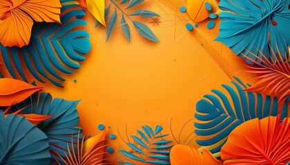 Colorful Banner Template with Abstract Red and Orange Floral Design