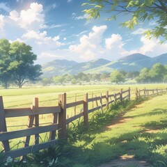 Enchanting Anime-Style Rural Fantasy: A Tranquil Anime Landscape for Game Concept Art and Storybook Illustrations, Ideal as a 4K Wallpaper for Digital Art Enthusiasts