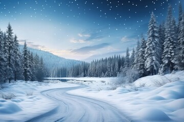 Fototapeta premium Landscape winter panoramic outdoors.