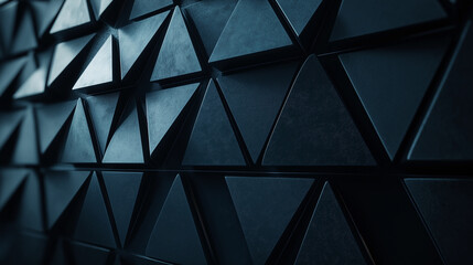 Textured black triangular wall pattern captured in low light